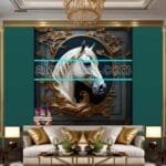 Horse
  Face Golden Frame Artistic Digital Wall Art Decor _104 - Image 3