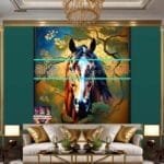 Horse Face Golden Frame
  Artistic Digital Wall Art Decor _110 - Image 3