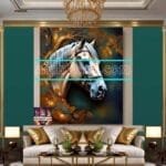 Horse Face Golden Frame
  Artistic Digital Wall Art Decor _111 - Image 3