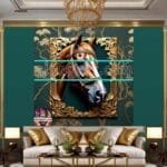 Horse Face Golden Frame
  Artistic Digital Wall Art Decor _113 - Image 3