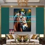 Horse Face Golden Frame
  Artistic Digital Wall Art Decor _119 - Image 3