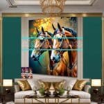 Horse Face Golden Frame
  Artistic Digital Wall Art Decor _127 - Image 3