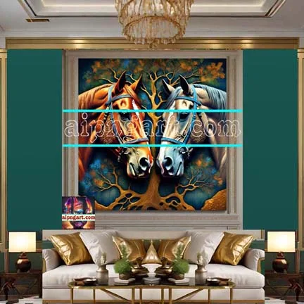 Horse Face Golden Frame
Artistic Digital Wall Art Decor _140 - Image 3