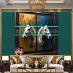 Horse Face Golden Frame
  Artistic Digital Wall Art Decor _160 - Image 3