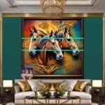 Horse Face Golden Frame
  Artistic Digital Wall Art Decor _165 - Image 3