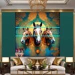 Horse Face Golden Frame
  Artistic Digital Wall Art Decor _168 - Image 3