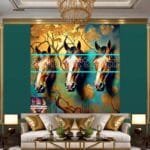 Horse Face Golden Frame
  Artistic Digital Wall Art Decor _170 - Image 3