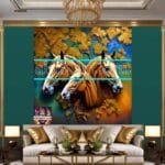 Horse Face Golden Frame
  Artistic Digital Wall Art Decor _173 - Image 3