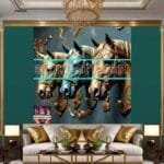 Horse Face Golden Frame
  Artistic Digital Wall Art Decor _175 - Image 3