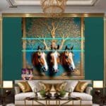 Horse Face Golden Frame
  Artistic Digital Wall Art Decor _178 - Image 3