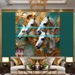 Horse Face Golden Frame
  Artistic Digital Wall Art Decor _20 - Image 3