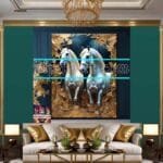 Horse Face Golden Frame
  Artistic Digital Wall Art Decor _47 - Image 3