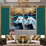 Horse Face Golden Frame
  Artistic Digital Wall Art Decor _49 - Image 3