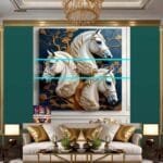 Horse Face Golden Frame
  Artistic Digital Wall Art Decor _64 - Image 3