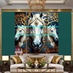 Horse Face Golden Frame
  Artistic Digital Wall Art Decor _71 - Image 3