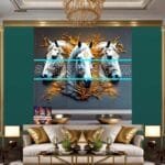 Horse Face Golden Frame
  Artistic Digital Wall Art Decor _72 - Image 3