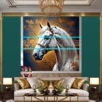 Horse Face Golden Frame
  Artistic Digital Wall Art Decor _82 - Image 2