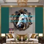 Horse Face Golden Frame
  Artistic Digital Wall Art Decor _83 - Image 3