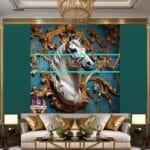 Horse Face Golden Frame
  Artistic Digital Wall Art Decor _84 - Image 3