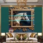 Horse Face Golden Frame
  Artistic Digital Wall Art Decor _86 - Image 3