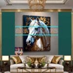Horse Face Golden Frame
  Artistic Digital Wall Art Decor _89 - Image 3