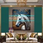 Horse Face Golden Frame
  Artistic Digital Wall Art Decor _90 - Image 3