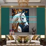 Horse Face Golden Frame
  Artistic Digital Wall Art Decor _92 - Image 3