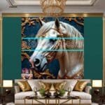 Horse Face Golden Frame
  Artistic Digital Wall Art Decor _93 - Image 3