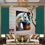Horse Face Golden Frame
  Artistic Digital Wall Art Decor _97 - Image 3