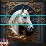 Horse
  Face Golden Frame Artistic Digital Wall Art Decor _104
