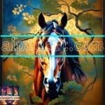 Horse Face Golden Frame
  Artistic Digital Wall Art Decor _110