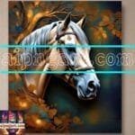 Horse Face Golden Frame
  Artistic Digital Wall Art Decor _111