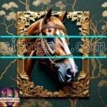 Horse Face Golden Frame
  Artistic Digital Wall Art Decor _113