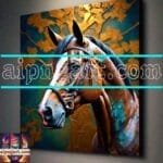 Horse Face Golden Frame
  Artistic Digital Wall Art Decor _118