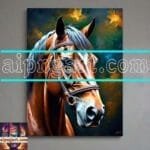 Horse Face Golden Frame
  Artistic Digital Wall Art Decor _119