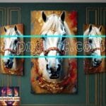 Horse Face Golden Frame
  Artistic Digital Wall Art Decor _14
