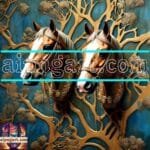 Horse Face Golden Frame
  Artistic Digital Wall Art Decor _158