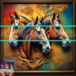 Horse Face Golden Frame
  Artistic Digital Wall Art Decor _165