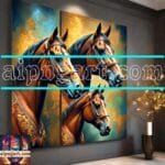 Horse Face Golden Frame
  Artistic Digital Wall Art Decor _167