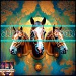 Horse Face Golden Frame
  Artistic Digital Wall Art Decor _168