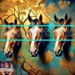 Horse Face Golden Frame
  Artistic Digital Wall Art Decor _170