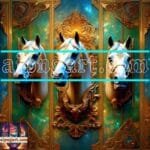 Horse
  Face Golden Frame Artistic Digital Wall Art Decor _172