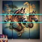 Horse Face Golden Frame
  Artistic Digital Wall Art Decor _179