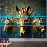 Horse Face Golden Frame
  Artistic Digital Wall Art Decor _180