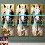 Horse
  Face Golden Frame Artistic Digital Wall Art Decor _02