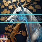 Horse
  Face Golden Frame Artistic Digital Wall Art Decor _43