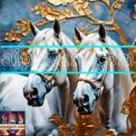 Horse
  Face Golden Frame Artistic Digital Wall Art Decor _44
