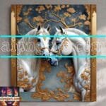 Horse
  Face Golden Frame Artistic Digital Wall Art Decor _54