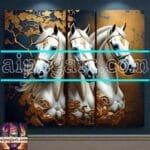 Horse
  Face Golden Frame Artistic Digital Wall Art Decor _63