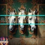 Horse
  Face Golden Frame Artistic Digital Wall Art Decor _09